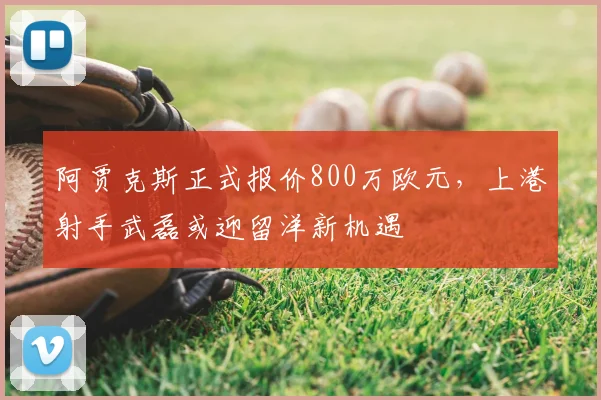 阿贾克斯正式报价800万欧元，上港射手武磊或迎留洋新机遇